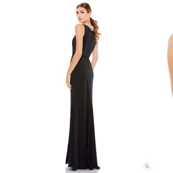 NWT Mac Duggal Sleeveless Rhinestone Collar Column Gown - Picture 4 of 15